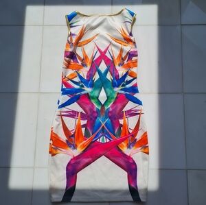 Roberto / Just Cavalli Style Unbranded Vibrant Multicolor Bird Of Paradise Dress
